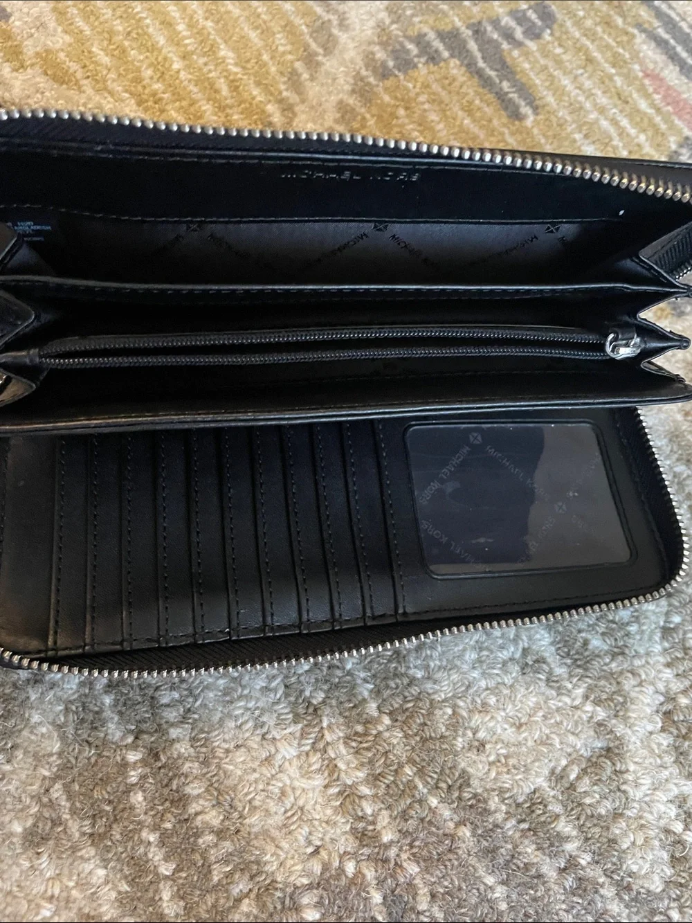 Michael Kors Black Pebbled Leather Wristlet Wallet with Removable Strap